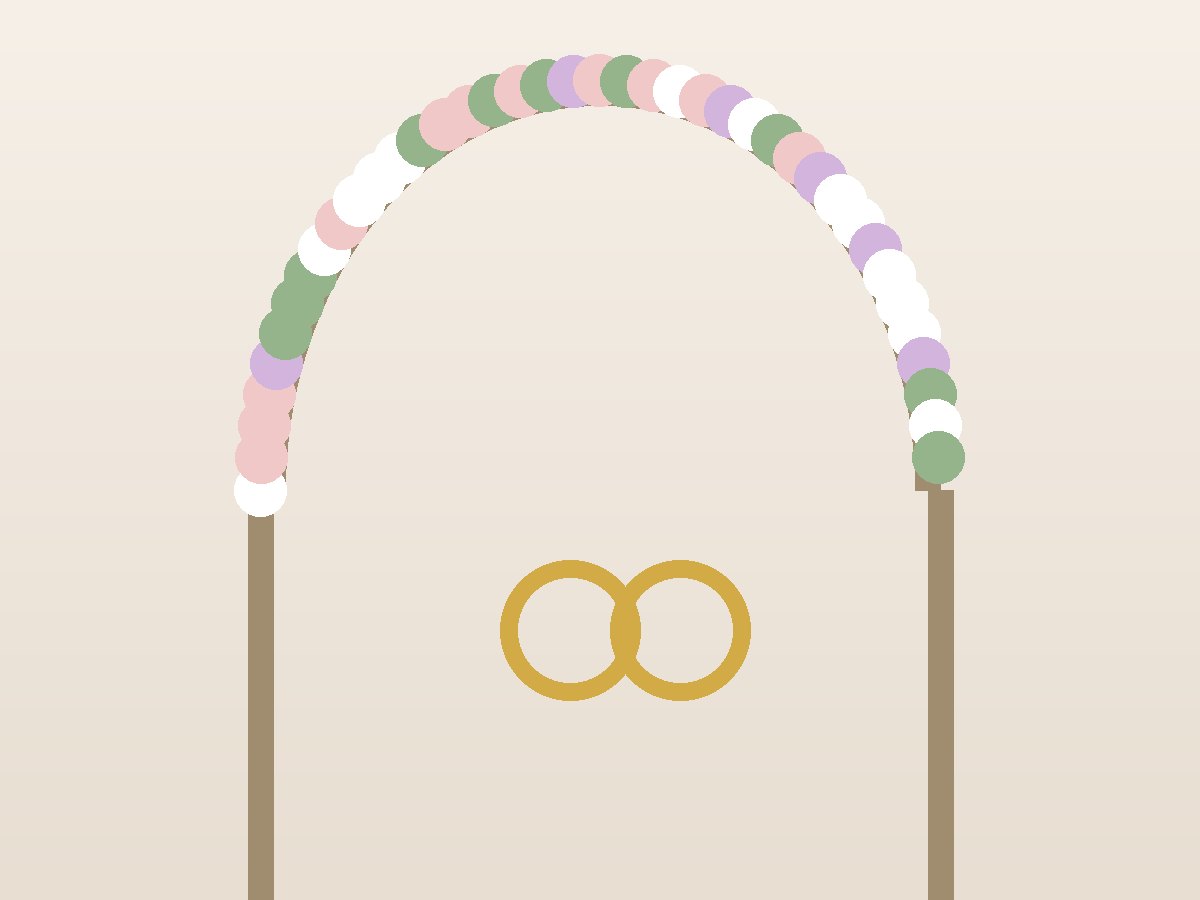 Arco de flores e alianças