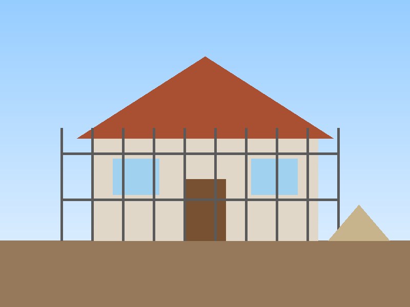 Casa em construção, fase de estrutura
