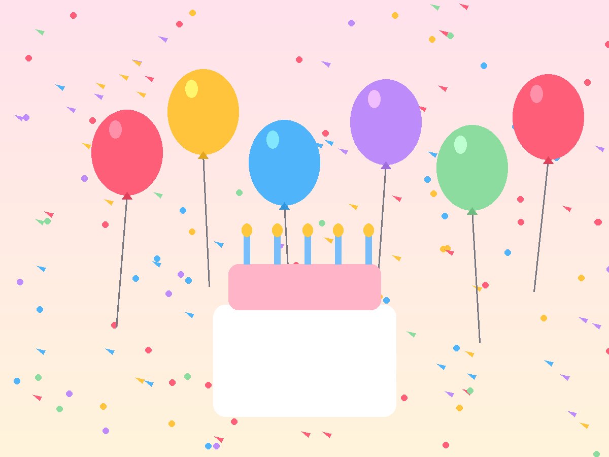 Balões e bolo de aniversário