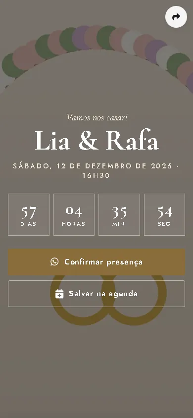 Página de exemplo: Casamento: convite com contagem